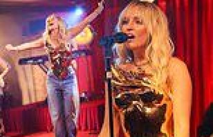 Perrie Edwards stuns in a gold corset during a surprise performance of Forget ... trends now