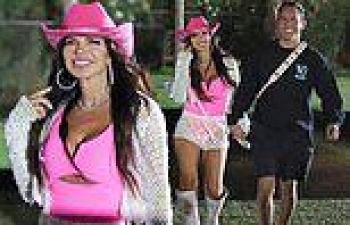 Teresa Giudice rocks pink-and-white mesh cowgirl look as she and husband Luis ... trends now