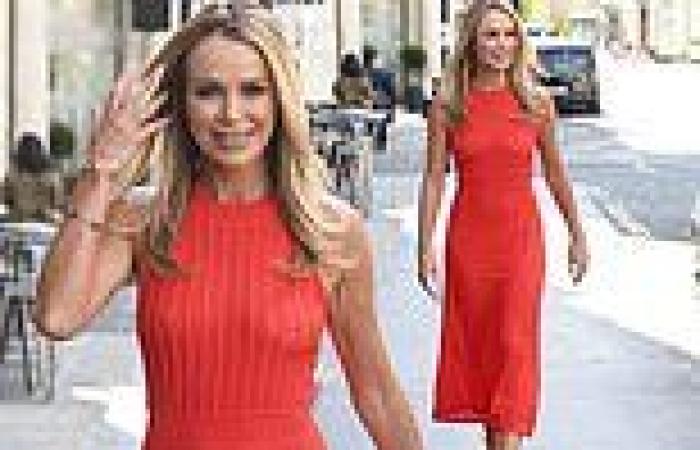 Amanda Holden showcases her toned figure in an elegant coral red dress as she ... trends now