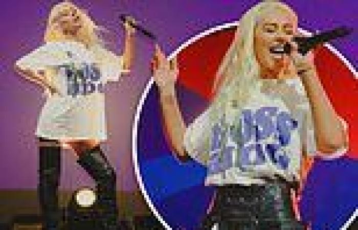 Christina Aguilera, 43, looks very slim in a T-shirt and kinky boots as she ... trends now