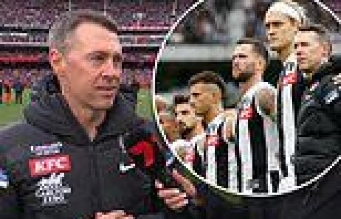 sport news Moment Collingwood coach Craig Craig McRae breaks down in tears just before ... trends now