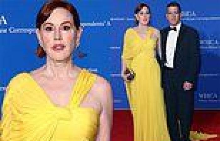 Molly Ringwald, 56, looks striking in bright yellow gown beside husband Panio ... trends now