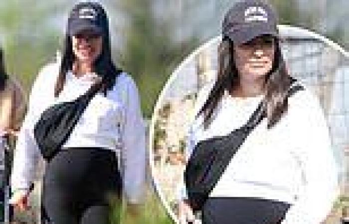 Pregnant Lea Michele shows off her baby bump in cropped sweater and leggings ... trends now