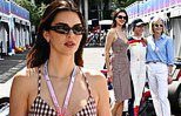 Kendall Jenner wows in fitted brown and white checkered mini dress in the ... trends now