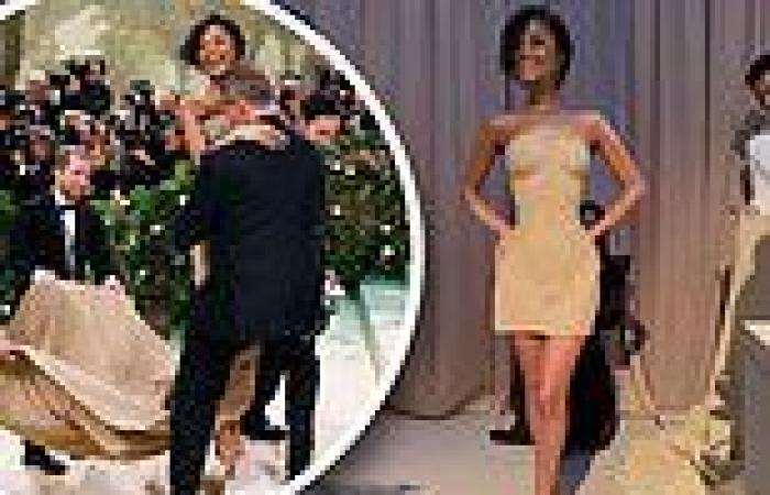 Tyla's fashion emergency! Designer CUTS skintight sand gown into tiny mini at ... trends now