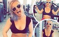 Britney Spears, 40, works up a sweat as she pumps iron in the gym