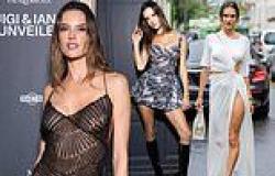 Alessandra Ambrosio wows in a slinky black dress as she slips into her THIRD ... trends now