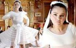 Selena Gomez the beautiful bride! Singer models a wedding dress for Love On ... trends now