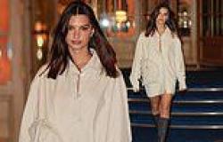 Emily Ratajkowski puts on a leggy display in an oversized shirt dress and knee ... trends now
