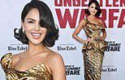 Eiza Gonzalez is a golden goddess in structured metallic gown as she leads the ... trends now