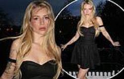 Lottie Moss shows off her tattoos in a cute little black dress ahead of her ... trends now