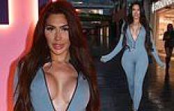 Chloe Ferry puts on a VERY busty display in a plunging grey catsuit as she ... trends now