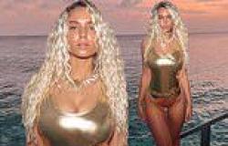 Love Island's Lucie Donlan shows off her figure in a gold swimsuit in the ... trends now
