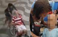 Eerie new footage shows woman struggling to push wheelchair-bound man through ... trends now