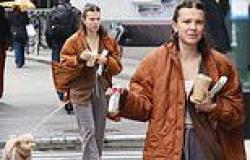 Millie Bobby Brown, 20, goes make-up free as she grabs coffee on her dog ... trends now