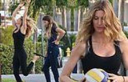 Gisele Bundchen, 43, works up a sweat as she shows off her slim figure and ... trends now