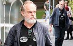 Hugo Weaving keeps it casual as he joins his partner Katrina Greenwood and ... trends now
