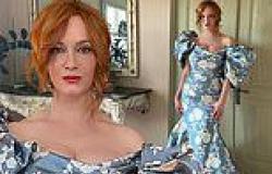 Inside Christina Hendricks' wedding weekend: Mad Men star wears busty blue and ... trends now