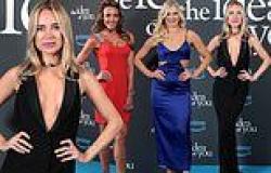 Kimberley Garner wows in a plunging black gown as she joins leggy Michelle ... trends now
