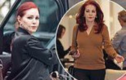 Priscilla Presley, 78, cuts a chic figure in a camel sweater and silky bomber ... trends now