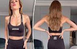 Rebecca Judd shows off her toned figure in a black bra and leggings from her ... trends now