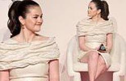 Selena Gomez shows off her shapely legs in a cream dress at event for her Rare ... trends now