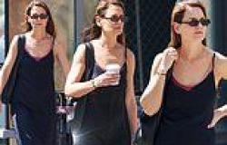 Katie Holmes goes makeup-free with her hair down as she looks ready for summer ... trends now