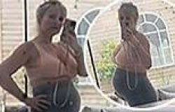 Pregnant Carley Stenson, 41, shows off her baby bump in a sports bra as she ... trends now