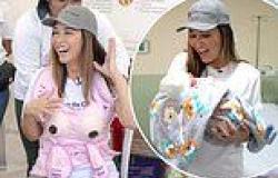 Myleene Klass dons a nursing vest and dotes over a newborn as she ... trends now