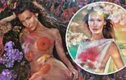 Bella Hadid shows off her incredible figure in a nude mesh floral dress and ... trends now
