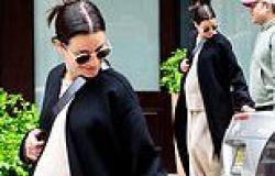 Pregnant Lea Michele shows off her growing baby bump in a cozy knit set while ... trends now