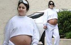 Vanessa Hudgens shows off her growing baby bump in a cropped sweatshirt while ... trends now
