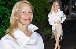 Pamela Anderson goes make-up free and stuns in silver fringe miniskirt while ... trends now