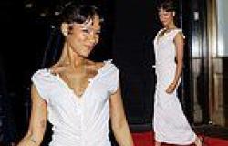 Taylor Russell exudes elegance in a white ruched dress as she arrives at a ... trends now