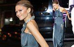 Zendaya embodies a Greek goddess in draped blue gown as she steps out in her ... trends now