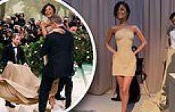 Tyla's fashion emergency! Designer CUTS skintight sand gown into tiny mini at ... trends now