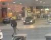 Moment two thugs armed with giant MACHETES fight each other outside petrol ...