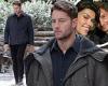 Justin Hartley films The Noel Diary on fake snowy log cabin set in Connecticut