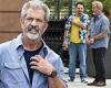 Mel Gibson, 65, is a silver fox as he cuts a casual figure on the set ...