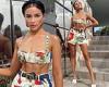 Olivia Culpo flashes her enviably toned abs in a bra and matching high waisted ...