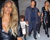Ciara stuns in a plunging leather dress as she steps out to dinner with her ...
