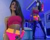 Chloe Lattanzi is Covid chic in a face mask and skimpy neon outfit