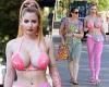 Grieving 'widow' Gabi Grecko steps out in a tiny pink skull bra in New York City