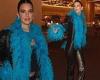 Kendall Jenner rocks a blue feather boa as she hits the Las Vegas Strip after ...
