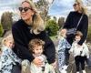Phoebe Burgess poses with young children after being forced into isolation as ...