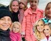Fifi Box and Carrie Bickmore take their daughters to the beach