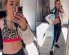 Rebecca Judd shows off her impressive eight-pack abs in a crop top