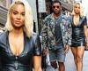 Ciara stuns in cleavage-baring leather mini dress on dinner date with hubby ...