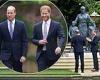 Warring Princes Harry and William reunite briefly to unveil mother Diana's ...