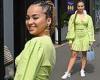Ella Eyre nails summer style in a green top and pleated skirt for day four of ...